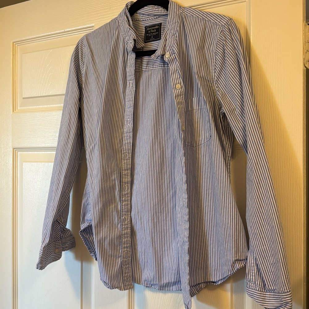 Blue striped button up